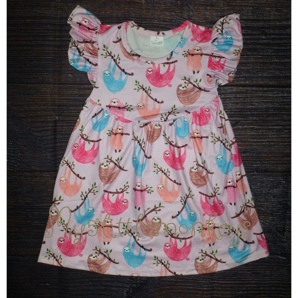 Boutique Sloth Girls Pink Sleeveless Pearl Dress